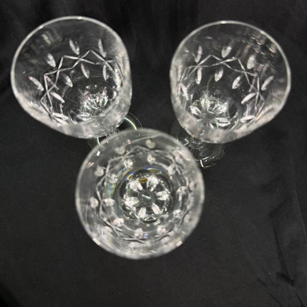 Atlantis Crystal Chartres Wine Glasses Set of 3 Cut Lead Crystal Portugal 6.75in